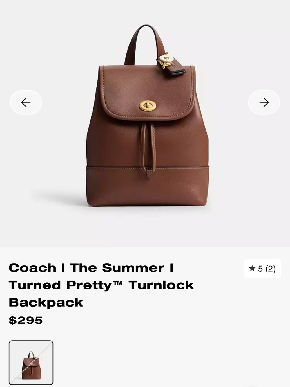 Coach | The Summer I Turned Pretty™ Turnlock Backpack in Redwood - Picture 8 of 8
